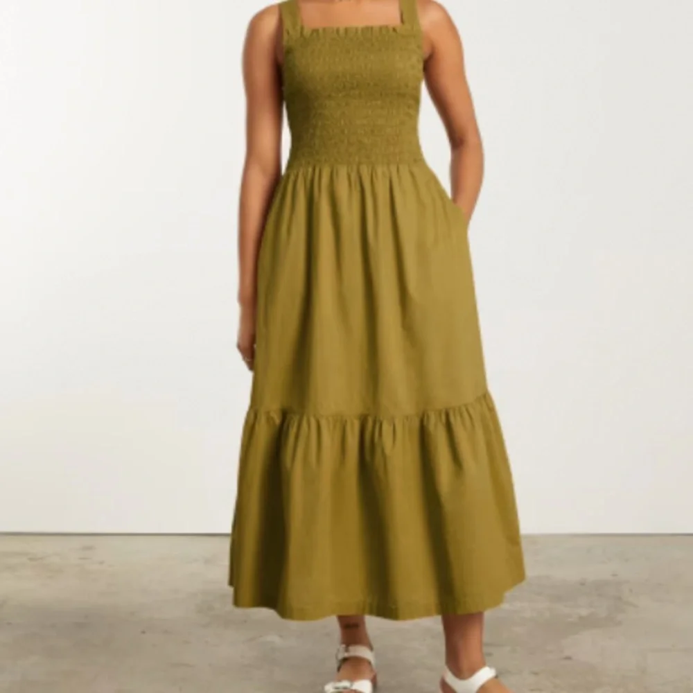 Everlane Elegant Black Sleeveless Maxi Dress Smock Cotton Poplin L NWT - Picture 2 of 4